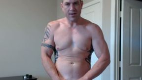 Big Sexy Man Plays with His Beautiful Cock and Low Hanging Balls