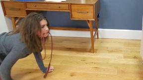 Bdsm slut gags on strap-on