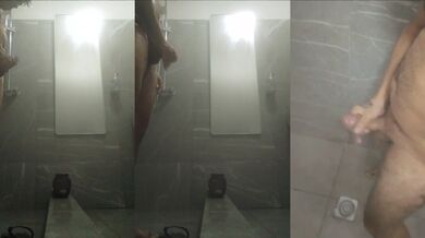 My mother-in-law made me cum in the shower with her thick cock