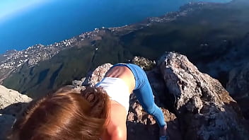 Risky Public fuck on a cliff. Amateur Mia Bandini