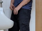 Dude jerking in public toilet. Almost got caught
