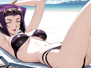 Faye Valentine Sunbathing Turns Into Beach Sex. Faye Valentine Anime Cosplay
