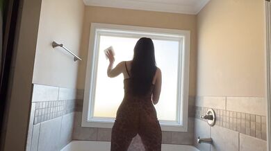 Cleaning Bathroom In Transparent Dress!