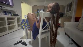 Petite Ebony Latina Milks Me with Her Soles
