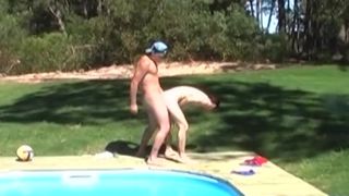 Super-Naughty Jock Screws Bf at Personal Outdoor Pool