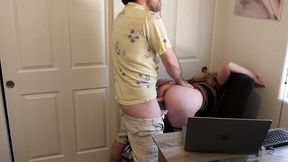 stepmom fucked in the office while working
