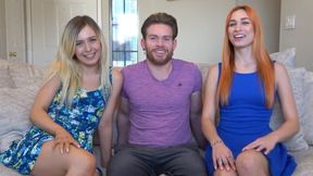 Two succulent chicks rip off their bodysuits for a raunchy co-ed dart-off