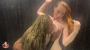 two lesbian s wet, soapy, horny shower