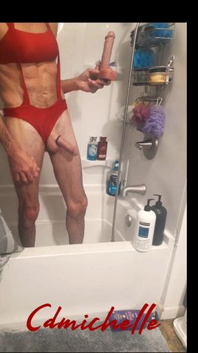 Cdmichelle Talking a Shower While Sucking & Fucking Dildo