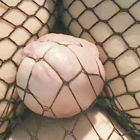 Almost exploded in fishnet pantyhose