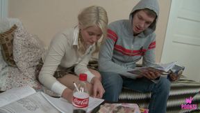 Sexy Blonde Joyce Changes Books For Milo's Raw Cock!