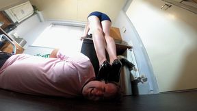 Danielle Making & Drinking Coffee Whilst Standing On His Head FLOOR CAM (4K)
