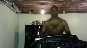 Sweaty jock jerking huge cock after workout