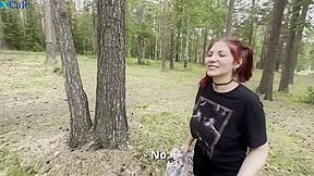 Fucked A Curvy Busty Red-hair Gal In The Wood While Catching An Insect That Crawled Under Her Clothes