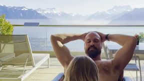 Busty blonde rides and sucks big cock in Swiss bedroom