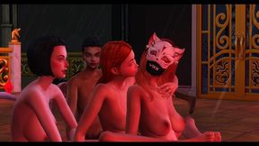 Latina maid gets it on in group sex
