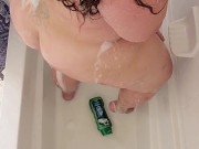 Showering up rubber dub bubble fun