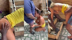 parte 1 - outra resenha: piscina, cafofo e dois negoes carcando a belinha com direito a dp e uma piroca enorme arrombando o cu da hotwife. tudo na frente do corno