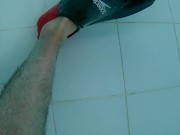 Speedo boy gets excited in the pool