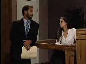 Smart Secretary in Red Dress Celine Devoux Knows When Her Boss District Attorney Needs to Blow off Some Steam During Hard Trial