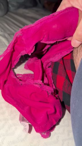 Wife left wet panties for me to have fun and asked me to cum on it