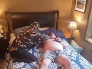 Kennie Jai poses at a burgler to jerk off bear