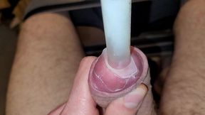 edging to orgasm - measuring my precum and cum