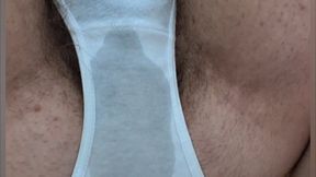 Desperate, Unplanned Release in White Panties Under Yellow Sundress