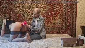 Russian amateur slut wife plays with her gaping asshole