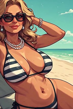 Gorgeous Women at the Beach Bikini Art