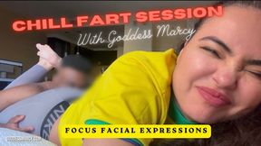 Chill Fart Session Focus Facial Expressions with Goddess Marcy