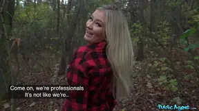 Blonde beauty with great Knockers and Behind gets a sloppy oral in public.