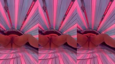 BBW fingers herself in solarium until she gags on her own juices