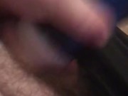 Flashlight stroking average white cock