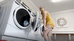 See my upskirt while I do Laundry