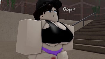 Roblox Emo Girl pulls up her tanktop for you in Public