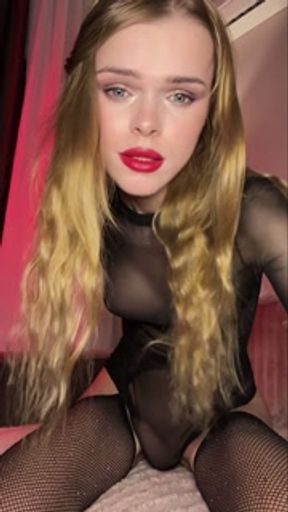 young petite trans teasing you to fuck her hard and cum hands free