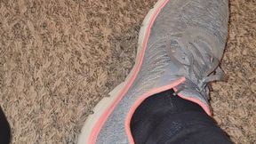 Taking off shoes and socks after a hike