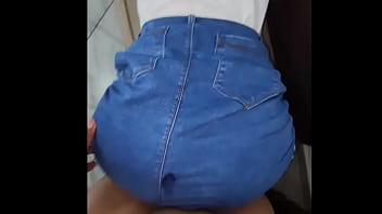 Blonde girlfriend in tight jeans skirt gets fucked hard