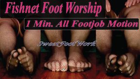 1Min Clip All Footjob Motions BBW in Thigh High Fishnet Stockings Foot Worship POV SweetFootWork – No Talking