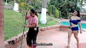 cunada se aprovecha de que se van todos de casa para repetir sexo lesbico con la novia de su hermano y lo hacen al aire libre - porno en espanol