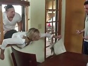 MILF stuck in window and used by two strangers