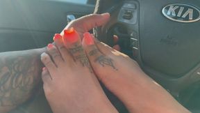Landscape of my wife’s feet teasing me car feet