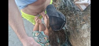 Blowjob on Beach and Cumshot on Tits
