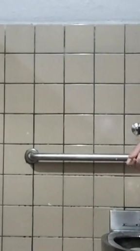 Iconic moment from "More old guy naked and masturbating in big men's room stall"