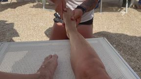 LILY DUPONT : FOOT LICKING ON THE BEACH