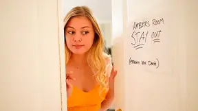 Horny teen gets caught masturbating and takes a hard fuck instead of studying