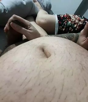 Step mom with head on step son chest handjob step son dick in bed