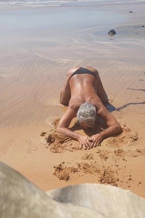 Ladysilva on the Beach in Very Sexy Panties Her Big Ass