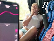 Risky! Girl Cums on Public Bus with Vibrator